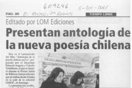 Presentan antología de poesía chilena nueva  [artículo]