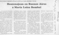 Homenajean en Buenos Aires a María Luisa Bombal  [artículo]