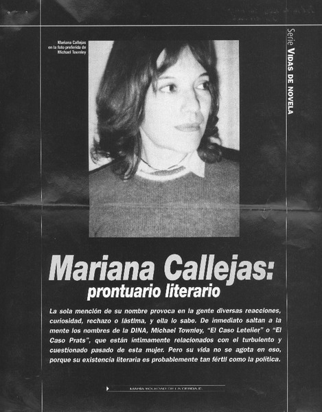 Mariana Callejas, prontuario literario