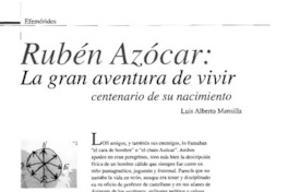 Rubén Azócar, la gran aventura de vivir  [artículo] Luis Alberto Mansilla