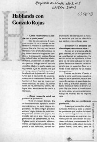 Hablando con Gonzalo Rojas  [artículo] Luis Alberto Castillo