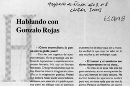 Hablando con Gonzalo Rojas  [artículo] Luis Alberto Castillo