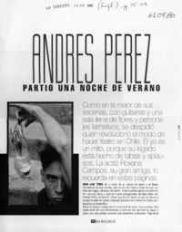 Andrés Pérez partió una noche de verano  [artículo] Ana María Barra