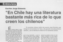 "En Chile hay una literatura bastante más rica de lo que creen los chilenos"