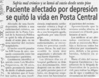 Paciente afectado por depresión se quitó la vida en Posta Central  [artículo]