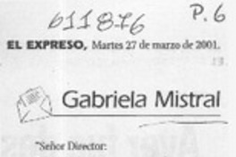 Gabriela Mistral  [artículo] Juan Meza Sepúlveda