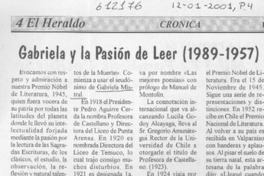 Gabriela y la pasión de leer (1989-1957)  [artículo]