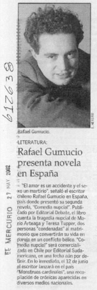 Rafael Gumucio presenta novela en España  [artículo]