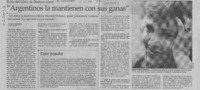 "Argentinos la mantienen con sus ganas"  [artículo] Carolina Andonie D.