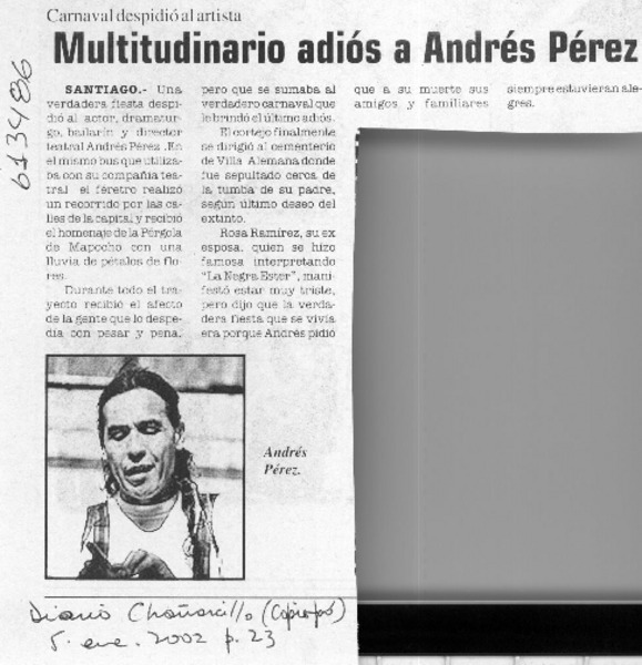 Multitudinario adiós a Andrés Pérez  [artículo]