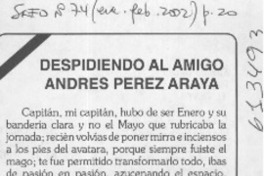Despidiendo al amigo Andrés Pérez Araya  [artículo] Nano Acevedo