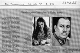 Plazoleta para Carlos Prats y Violeta Parra  [artículo]