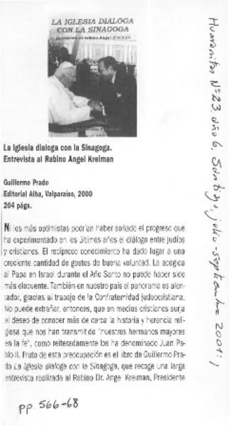 La iglesia dialoga con la sinagoga  [artículo] Joaquín García-Huidobro Correa