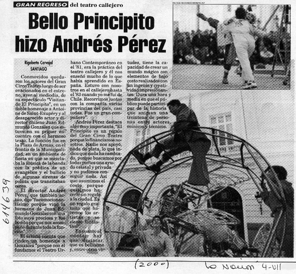 Bello Principito hizo Andrés Pérez  [artículo] Rigoberto Carvajal