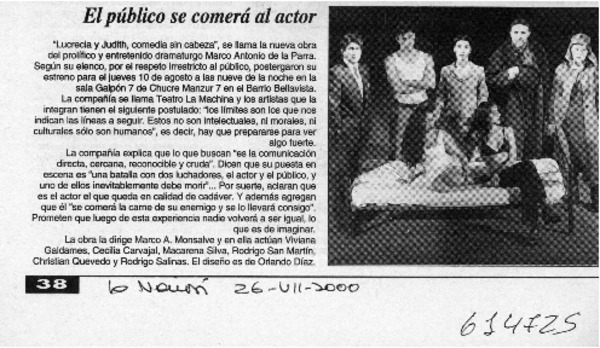 El público se comerá al actor  [artículo]