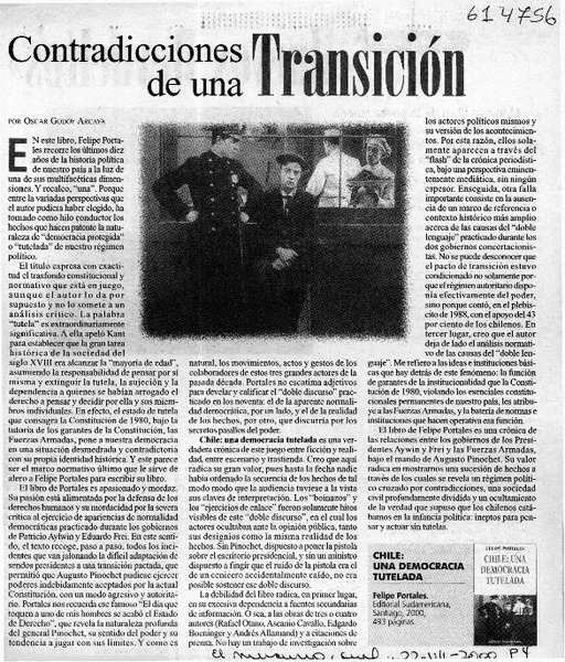 Contradicciones de una transición  [artículo] Oscar Godoy Arcaya