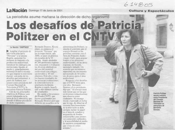 Los desafíos de Patricia Politzer en el CNTV  [artículo]