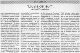 "Lluvia del sur", de José Flores Leiva  [artículo] Alberto Arraño Acevedo