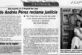 Viuda de Andrés Pérez reclama justicia  [artículo]