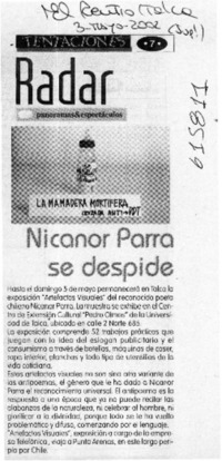 Nicanor Parra se despide  [artículo]