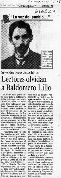 Lectores olvidan a Baldomero Lillo  [artículo]