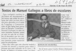Textos de Manuel Gallegos a libros de escolares  [artículo] Marta Zúñiga Gatica