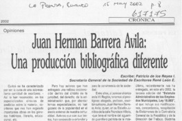 Juan Herman Barrera Avila, una producción bibliográfica diferente  [artículo] Patricio de los Reyes Ibarra