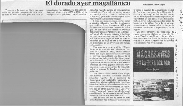 El dorado ayer magallánico  [artículo] Marino Muñoz Lagos