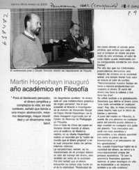 Martín Hopenhayn inauguró año académico en Filosofía  [artículo]