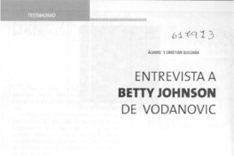 Entrevista a Betty Johnson de Vodanovic  [artículo]
