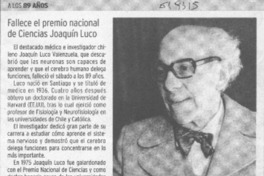 Fallece el premio nacional de Ciencias Joaquín Luco  [artículo]
