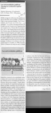 Las universidades públicas  [artículo] Jorge Palacios