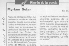 Myriam Solar  [artículo] A. T.