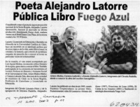 Poeta Alejandro Latorre publica libro Fuego azul  [artículo]