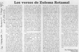 Los versos de Zulema Retamal  [artículo] Wellington Rojas Valdebenito