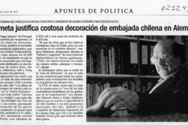 Skármeta justifica costosa decoración de embajada chilena en Alemania  [artículo]
