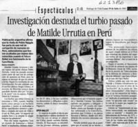 Investigación desnuda el turbio pasado de Matilde Urrutia en Perú  [artículo]