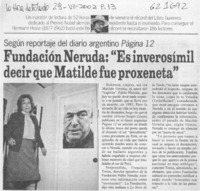 Fundación Neruda, "Es inverosímil decir que Matilde fue proxeneta"  [artículo]