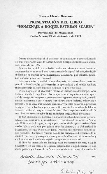 Presentación del libro "Homenaje a Roque Esteban Scarpa"