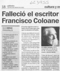 Falleció el escritor Francisco Coloane