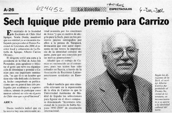 Sech Iquique pide premio para Carrizo