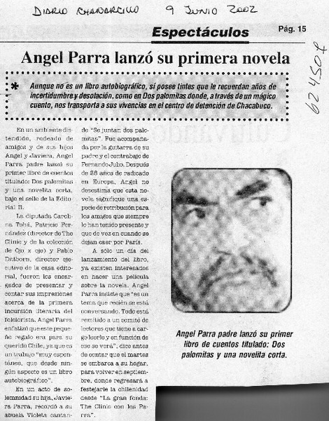 Ángel Parra lanzó su primera novela  [artículo]