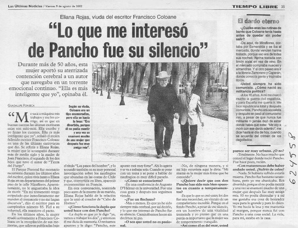 "Lo que me interesó de Pancho fue su silencio"  [artículo] Guadalupe Fonseca