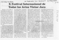 X Festival Internacional de Todas las Artes Víctor Jara