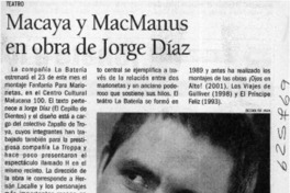 Macaya y MacManus en obra de Jorge Díaz  [artículo]