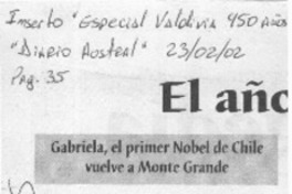 Gabriela, el primer Nobel de Chile vuelve a Monte Grande  [artículo]