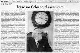 Francisco Coloane, el aventurero  [artículo] Enrique Ramírez Capello
