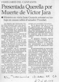 Presenta querella por muerte de Víctor Jara  [artículo]