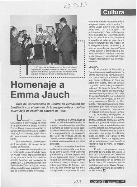 Homenaje a Emma Jauch  [artículo]