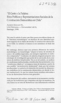 "El gesto y la palabra, ritos políticos y representaciones sociales de la construcción democrática en Chile"  [artículo] Rodrigo Rolando